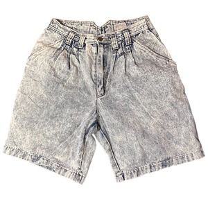 Womens Vintage 80s Jean Shorts Pleated
